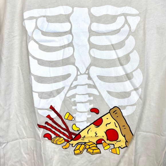 NWT Wildfox Pizza Full Stomach Skeleton Graphic T Shirt tee short sleeve Beige S - Picture 5 of 7
